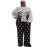Polka Dot Plus Size Two-Piece Suit