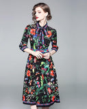 Mid-sleeve Fashion Print Slim Wild A-line Dress