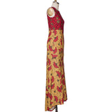 Floral Robe Vintage Sleeveless Long Dress M-2XL