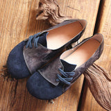 Women Vintage Leather Mixed Colors Flats