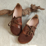 Women Vintage Leather Mixed Colors Flats