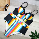 Striped Split Swimsuit XL-5XL
