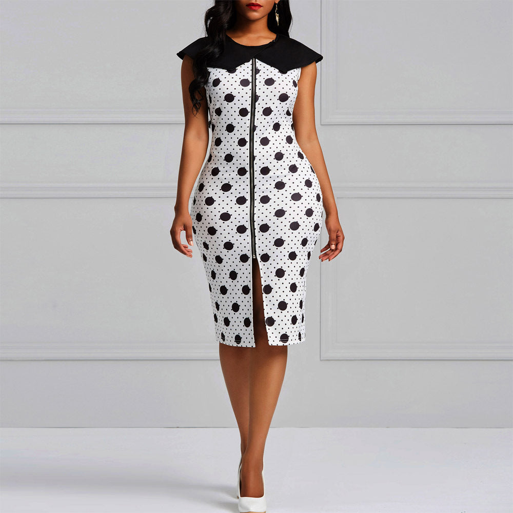Plus Size Polka Dot Midi Dress M-2XL