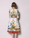 Fashion Print Wild Mid-length Pleated Dress