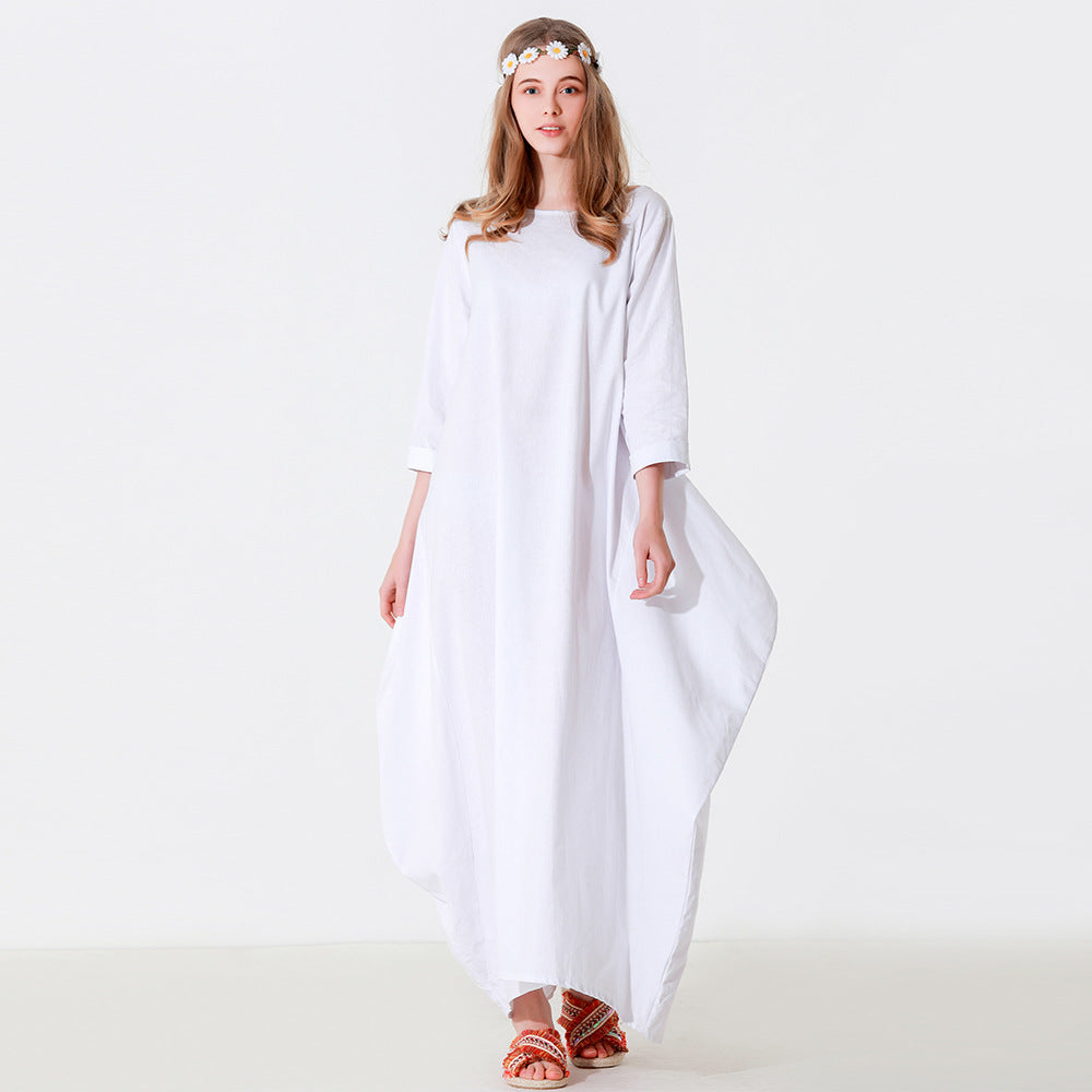Solid Color White Casual Maxi Dress