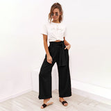 Summer Casual Lace Up Wide Leg Pants