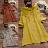 Cotton Hooded Long-Sleeved Shirt Coat Dress