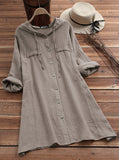 Cotton Hooded Long-Sleeved Shirt Coat Dress