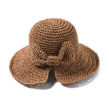 Bow Collapsible Straw Hat Literary Holiday Beach Hat