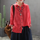 Loose Vintage Stitching Embroidered Shirt
