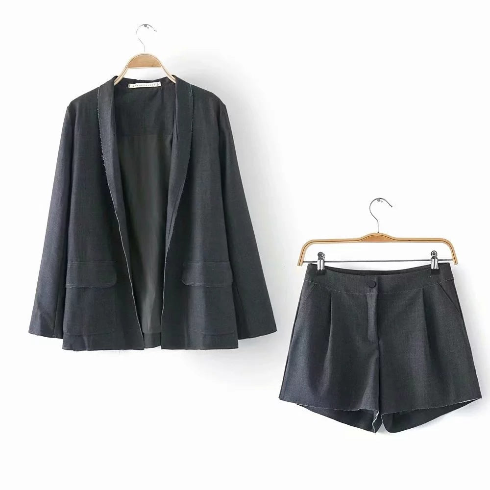 Cotton Linen Casual Long Coat  + Shorts