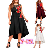 Sleeveless Embroidered High Low Midi Dress S-5XL