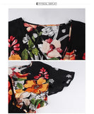 Summer Flower Floral Short Party Elastic Waist Dress XL-4XL