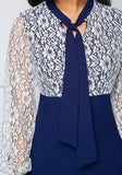 White Lace Casual Slim Office Bodycon Long Sleeve Elegant Midi Dress S-5XL