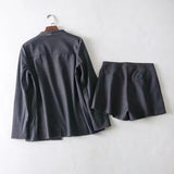 Cotton Linen Casual Long Coat  + Shorts