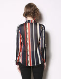 Fashion Lapel Long Sleeve Striped Print Shirt