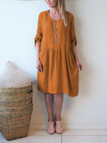 Fashion Solid Color Long Sleeves Midi Dress