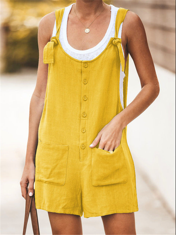 Sexy Cotton Yellow Jumpsuits