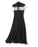 Fashion Lace Stitching Formal Midi Dress