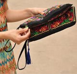 Ethnic Embroidered Wristlet Clutch Bag Vintage Purse Wallet
