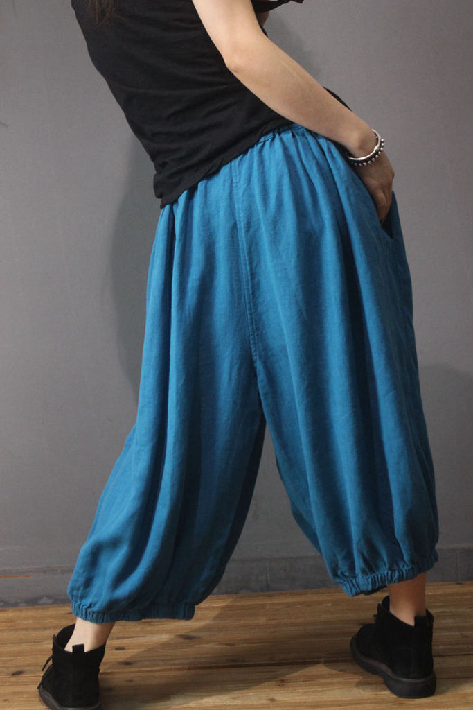 Solid Color Harem Linen Pant