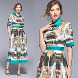 Fashion Print Short Sleeve Maxi Dress