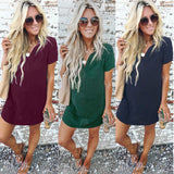 V-neck Casual Stand Collar Short-Sleeved Mini Dress