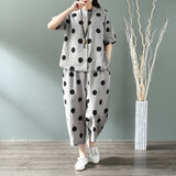 Cotton Linen Polka Dot Suit Set