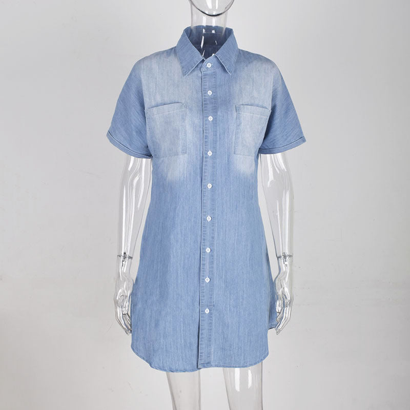 Short-sleeved Denim Shirt Women's Dress