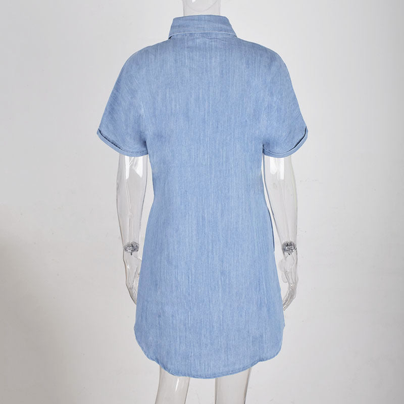 Short-sleeved Denim Shirt Women's Dress