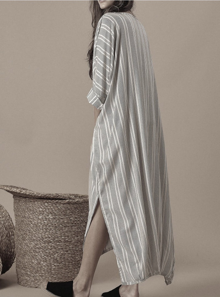 Irregular Loose Striped Casual Maxi Dress