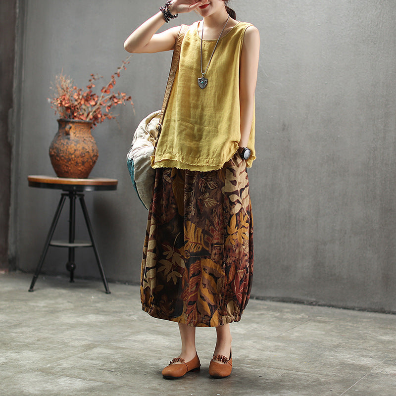 Ethnic Style Printed Skirt