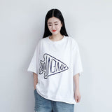 Letter And Fish Printed Casual Loose T-Shirt