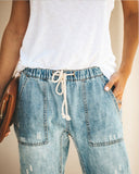 Casual Street Hipster Cotton Straight Pants Women's Jeans