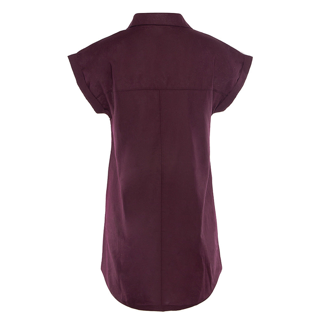Patch Pocket Short Sleeved Women's Casual Shirt