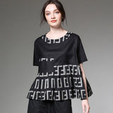 New Loose Colorblock Casual Plus Size Printed Top
