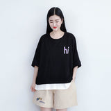 Front Pocket Letter Printed Casual T-Shirt