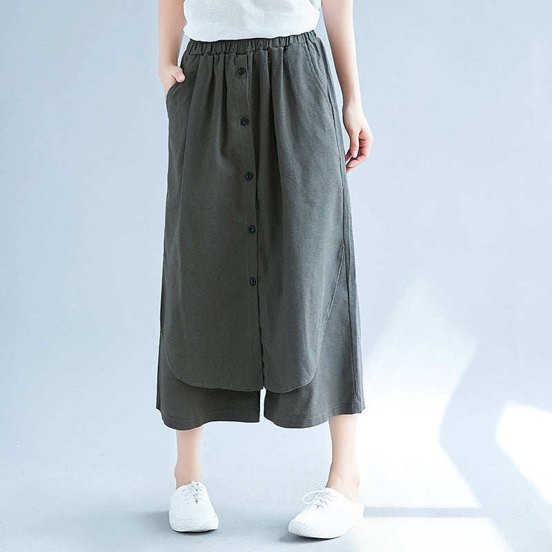 Cotton & Linen Loose Skirt Pants Casual Pants