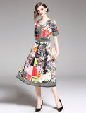Fashion Floral Print Sleeveless Midi Dress