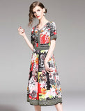 Fashion Floral Print Sleeveless Midi Dress