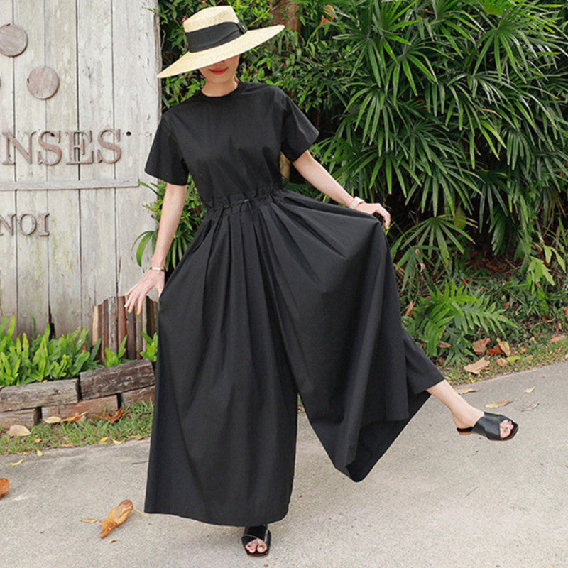 Loose Large Size Casual Black Jumpsuits