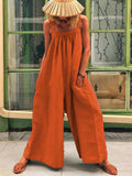 Summer Solid Color Loose Casual Jumpsuits
