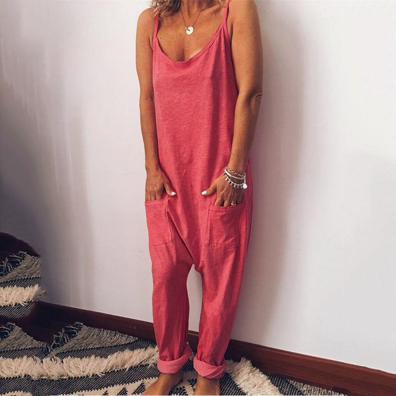 Sexy Open Back Loose Casual Overall Jumpsuits