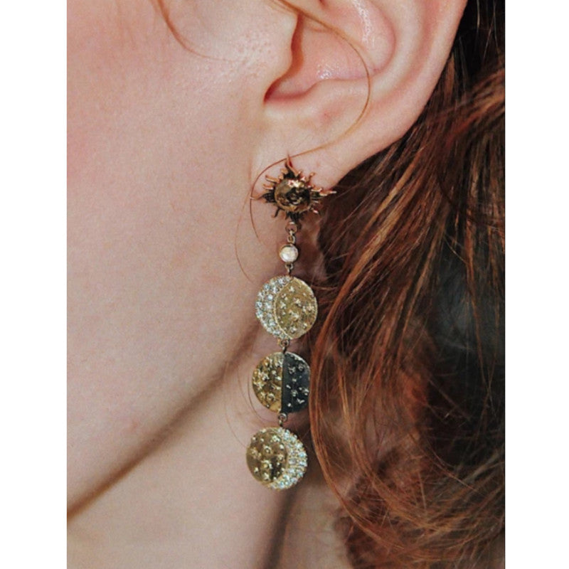 Sun And Moon Diamonds Crescent earrings