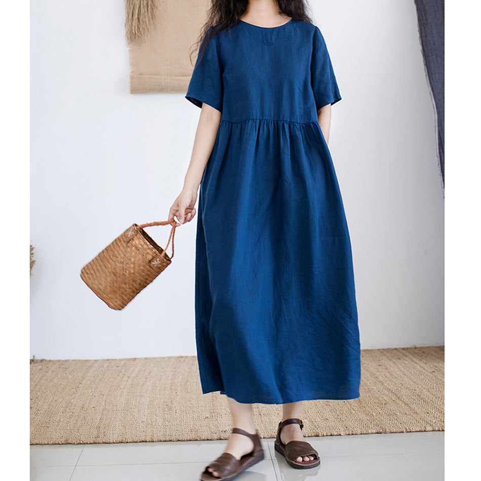 Casual Round Neck Embroidery Maxi Dress