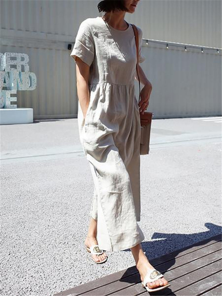 New Cotton and Linen Loose Large Size Jumpsuit