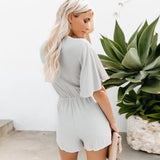Sexy V Neck Solid Color Jumpsuits Rompers