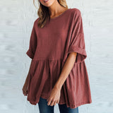 Casual Round Neck  Summer Blouses