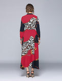 Long-sleeved Fashion Leopard Print Slim Long Dress