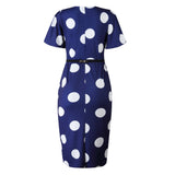 Plus Size Polka Dot OL Style Midi Dress M-2XL